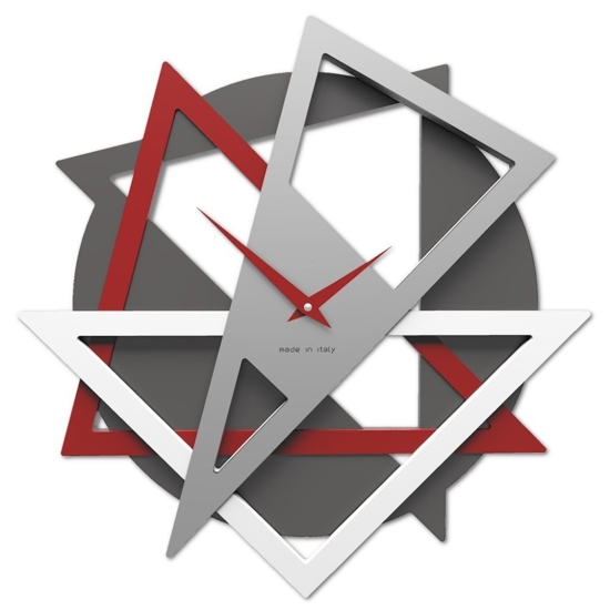 Orologio da parete design moderno geometrico rosso in legno