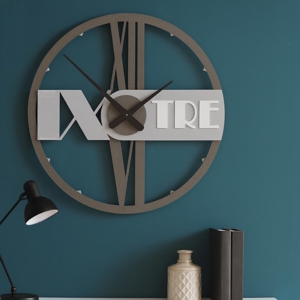 Orologio da parete rotondo moderno in legno grigio gessato