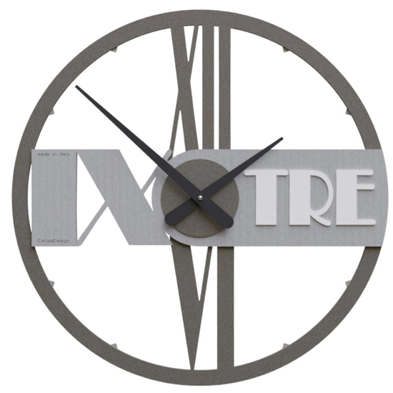 Orologio da parete rotondo moderno in legno grigio gessato