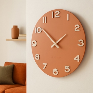 Orologio da parete moderno legno colore terracotta