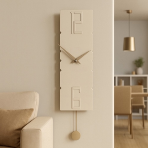 Crock legno colore lino orologio a pendolo moderno da parete