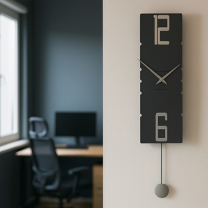 Rock legno nero orologio a pendolo moderno da parete