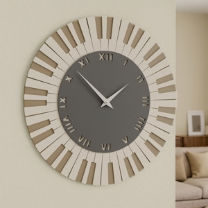 Visualizza i dettagli per Orologio da parete musicale legno colore grigio quarzo tortora Orologio da parete musicale legno colore grigio quarzo tortora