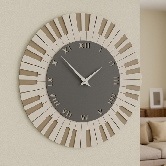 Orologio da parete musicale legno colore grigio quarzo tortora