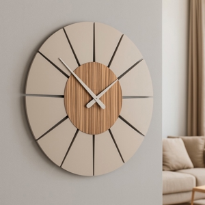 Orologio da parete moderno rotondo in legno per ufficio