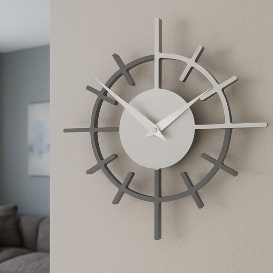 Crosshair orologio da parete moderno legno grigio quarzo