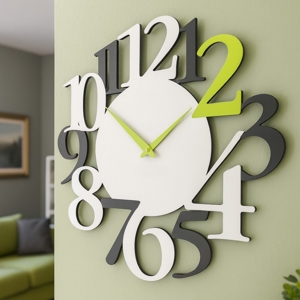 Orologio moderno numeri da parete legno verde mela grigio