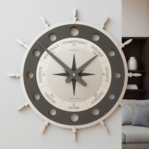 Rosa dei venti orologio da parete modernolegno grigio nero
