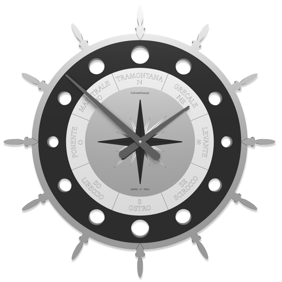 Rosa dei venti orologio da parete modernolegno grigio nero