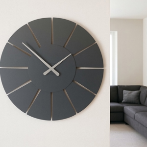 Orologio nero da parete in legno tondo moderno