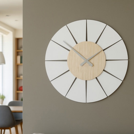 Orologio moderno da parete rovere decape in legno rotondo