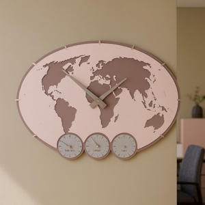 Visualizza i dettagli per Orologio da parete mondo legno colore rosa conchiglia  Orologio da parete mondo legno colore rosa conchiglia