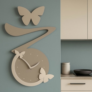 Orologio da parete moderno farfalle legno tortora