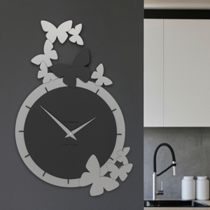 Visualizza i dettagli per Orologio da parete moderno farfalle legno nero-grigio Orologio da parete moderno farfalle legno nero-grigio