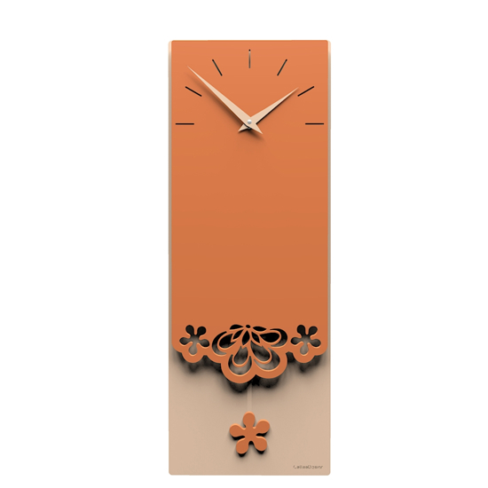 Orologio  a pendolo da parete moderno legno colore terracotta