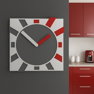 Visualizza i dettagli per Orologio da parete moderno rosso rubino grigio Orologio da parete moderno rosso rubino grigio
