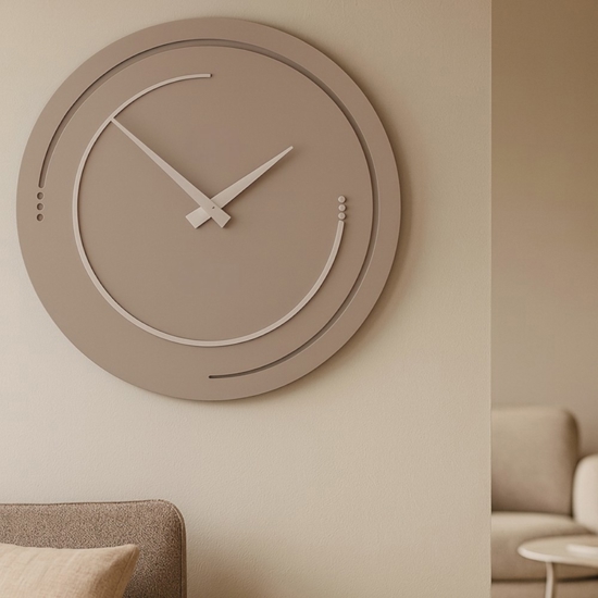 Orologio da parete moderno rotondo legno caffelatte Orologio da parete moderno rotondo legno caffelatte