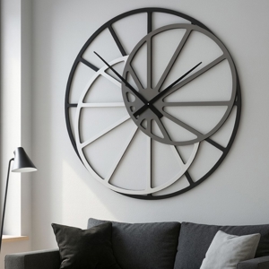 Grande orologio da parete moderno grigio quarzo
