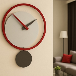 Eclipse orologio moderno a pendolo rosso rubino grigio