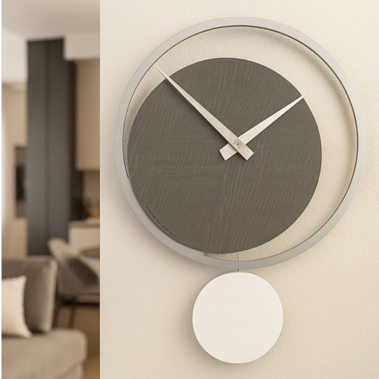 Orologio moderno radica grigia bianco a pendolo da parete Orologio moderno radica grigia bianco a pendolo da parete