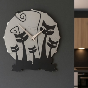Gatti orologio moderno da parete legno nero