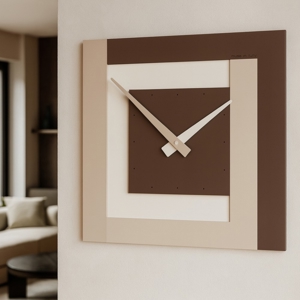 Orologio da parete moderno marrone nocciola quadrato