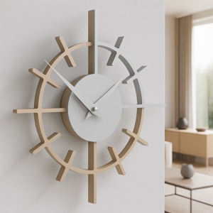 Orologio moderno da parete legno colore caffelatte