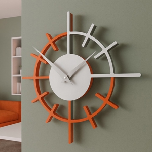 Visualizza i dettagli per Crosshair orologio da parete moderno legno colore arancione Crosshair orologio da parete moderno legno colore arancione