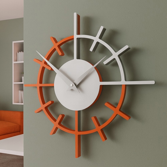 Crosshair orologio da parete moderno legno colore arancione