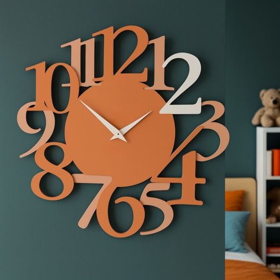 Orologio a parete moderno legno colore terracotta