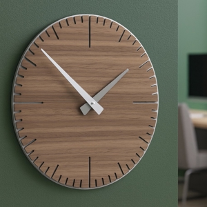 Orologio da muro exacto noce canaletto grigio bianco in legno