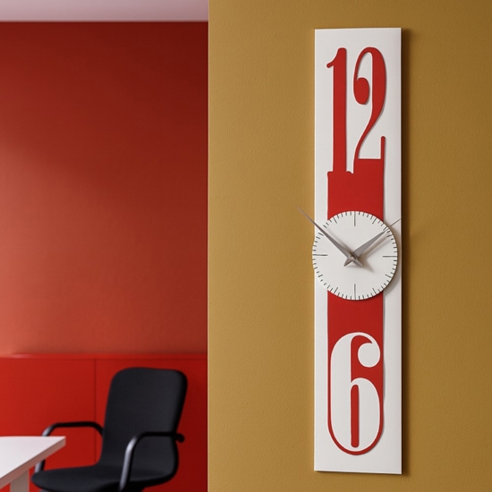 Orologio da parete moderno rubino e bianco legno taglio laser