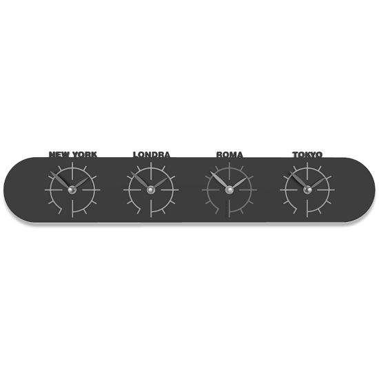Orologio legno nero da parete fusi orari moderno  Orologio legno nero da parete fusi orari moderno