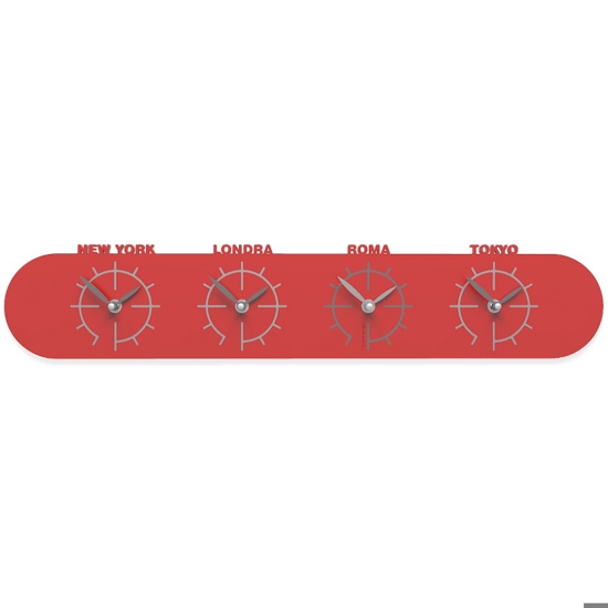 Singapore orologio fusi orari da parete legno rosso 