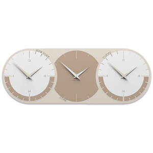 Orologio da parete moderno 3 fusi orari caffelatte bianco 