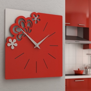 Orologio da parete legno rosso rubino grigio