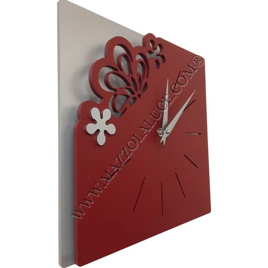 Orologio da parete legno rosso rubino grigio