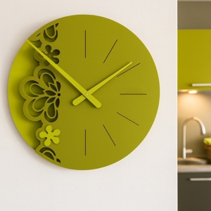 Merletto orologio da parete moderno legno verde oliva