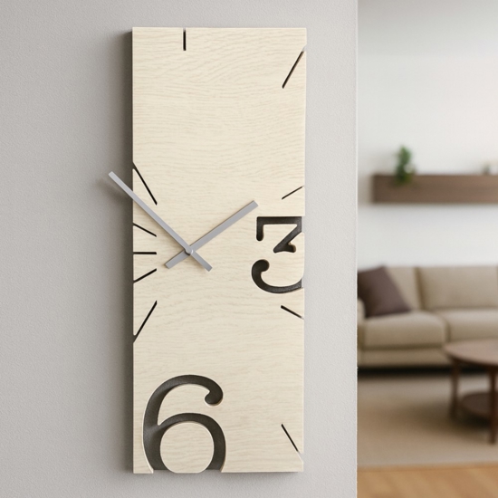 Greg orologio moderno da parete legno rovere sbiancato
