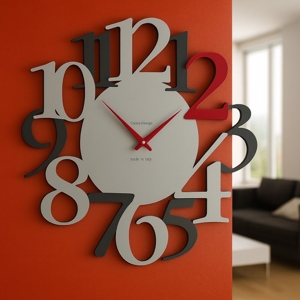 Orologio da parete legno rosso rubino grigio design moderno