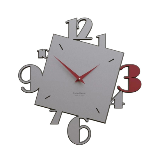 Orologio in legno moderno design numeri alluminio e rosso Orologio in legno moderno design numeri alluminio e rosso