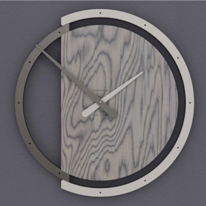 Visualizza i dettagli per Orologio rotondo da parete moderno legno grigio e lino Orologio rotondo da parete moderno legno grigio e lino