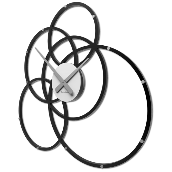 Orologio da parete nero e grigio moderno cerchi in legno