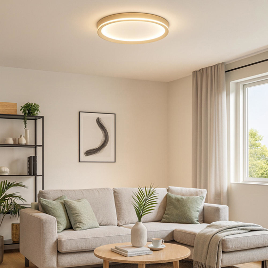 Plafoniera top light area sabbia led 37w cct biemissione rotonda per soggiorno