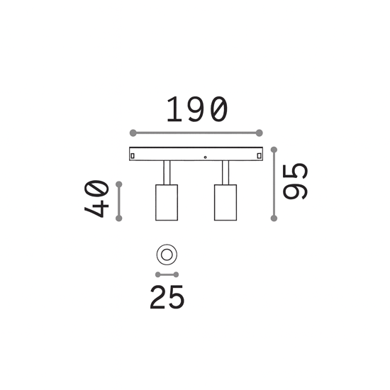 Ideal lux ego track double faretti nero orioentabile per binario led 4000k