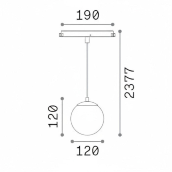 Ego ideal lux lampada a sospensione nera sfera vetro per binario monofase led 3000k