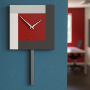 Orologio da parete a pendolo rosso rubino grigio bianco