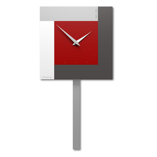 Orologio da parete a pendolo rosso rubino grigio bianco