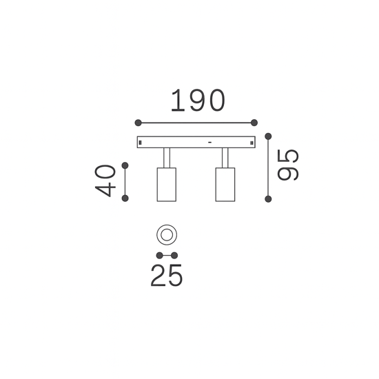 Ideal lux ego faretti led 5w 3000k nero per binario monofase 48v dali