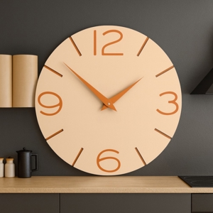 Visualizza i dettagli per Orologio da parete in legno colore sabbia rosata moderno Orologio da parete in legno colore sabbia rosata moderno